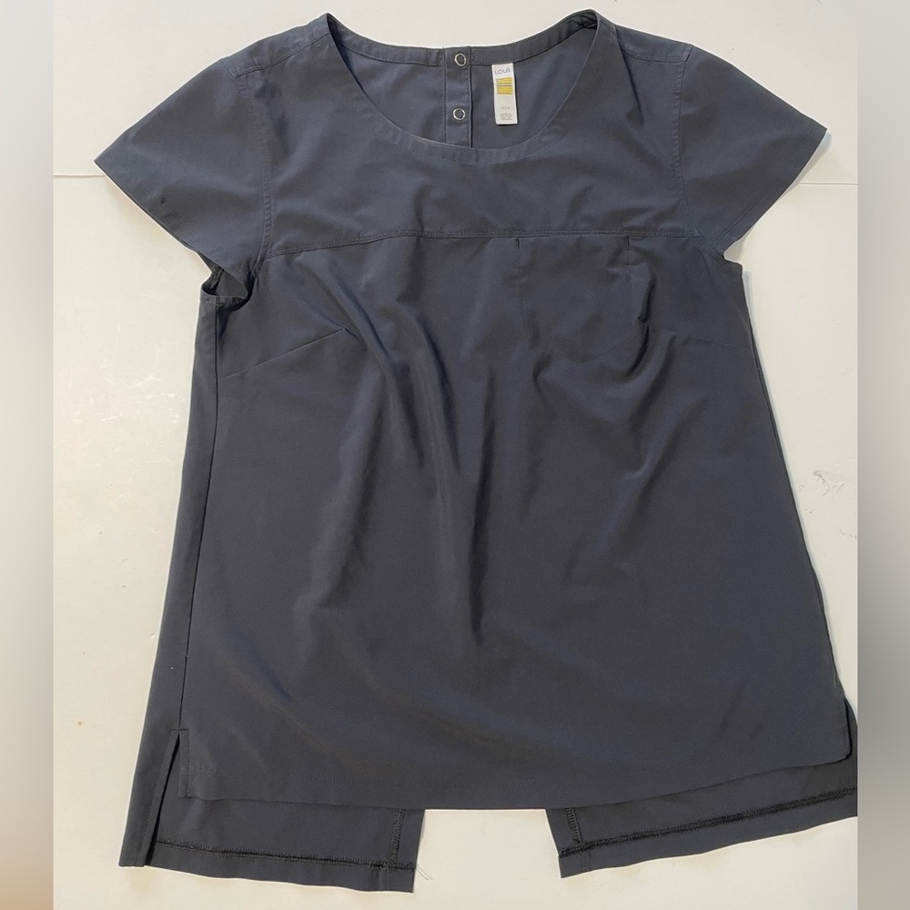 Lole Womens Black Medium Beth Shirt Hi Low Hem Split Back Scoop Neck